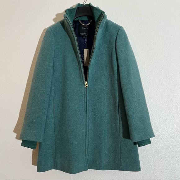 J. Crew Lodge Coat Size 2P Italian Stadium Cloth Nello Gori Wool Turquoi… - Picture 1 of 12